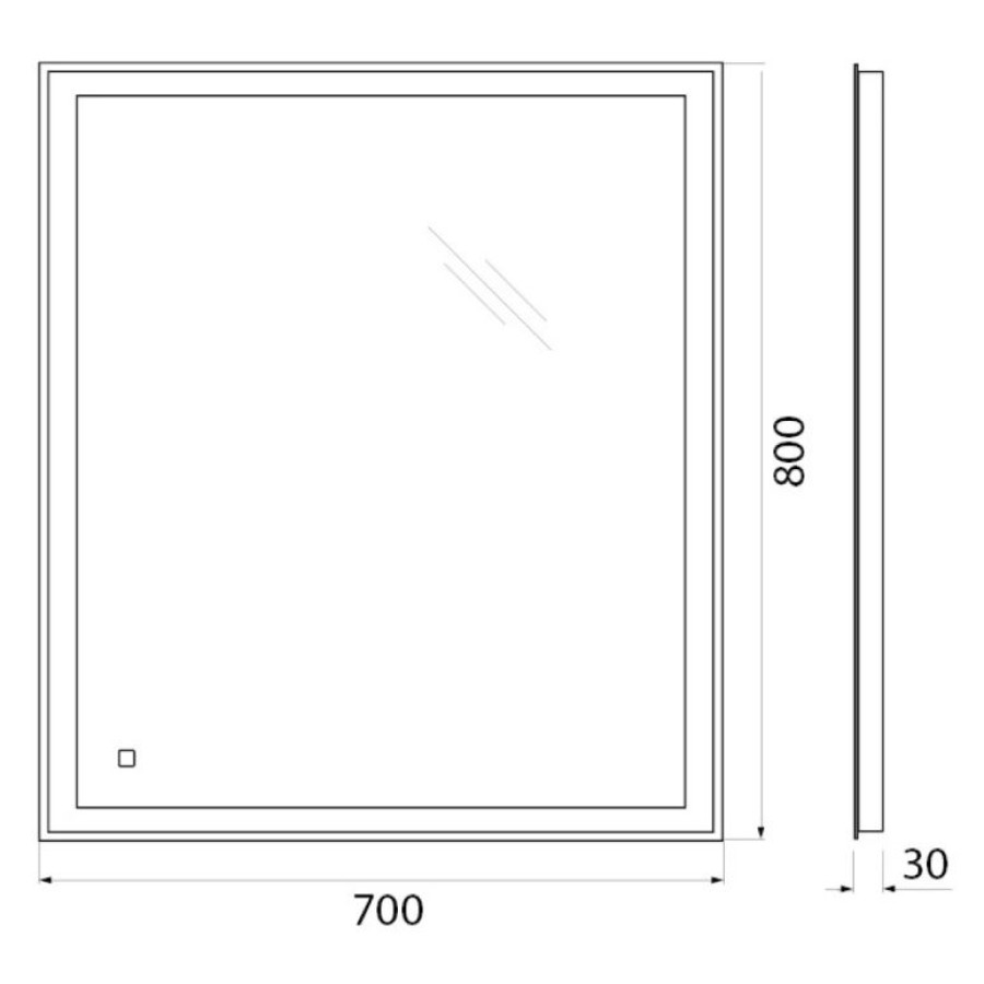 Зеркало BelBagno 70x80 SPC-GRT-700-800-LED-TCH с подсветкой и сенсорным выключателем