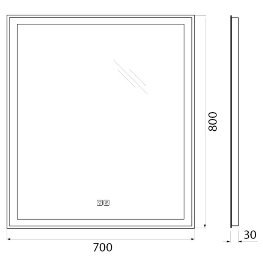 Зеркало BelBagno 70x80 SPC-GRT-700-800-LED-TCH-WARM с подсветкой и антизапотевателем