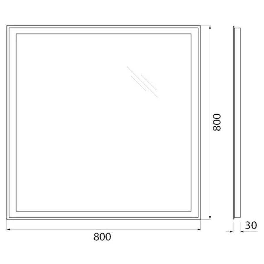 Зеркало BelBagno 80x80 SPC-GRT-800-800-LED-BTN с подсветкой и кнопочным выключателем