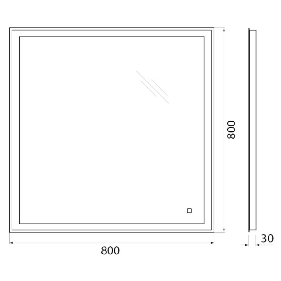 Зеркало BelBagno 80x80 SPC-GRT-800-800-LED-TCH с подсветкой и сенсорным выключателем