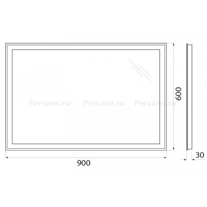 Зеркало BelBagno 90x60 SPC-GRT-900-600-LED-BTN с подсветкой и кнопочным выключателем