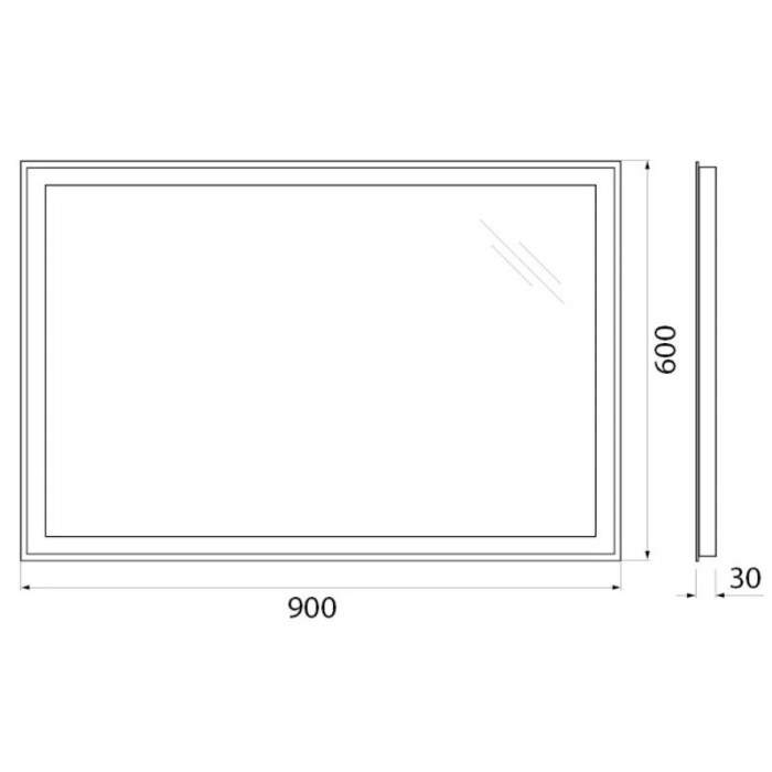 Зеркало BelBagno 90x60 SPC-GRT-900-600-LED-BTN с подсветкой и кнопочным выключателем