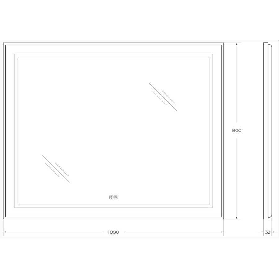 Зеркало BelBagno Kraft 100 сатин SPC-KRAFT-1000-800-LED-TCH-WARM в алюминиевой раме