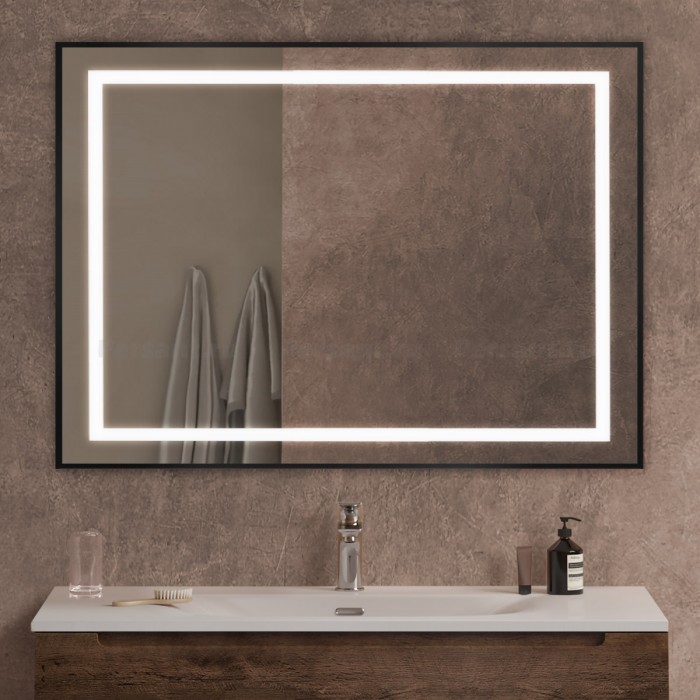 Зеркало BelBagno Kraft 100 черное SPC-KRAFT-1000-800-SENS-NERO в алюминиевой раме