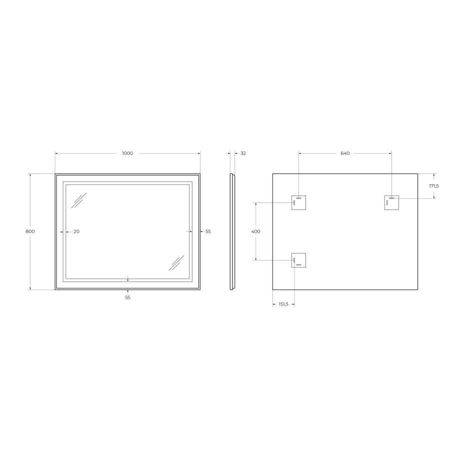 Зеркало BelBagno Kraft 100 черное SPC-KRAFT-1000-800-SENS-NERO в алюминиевой раме