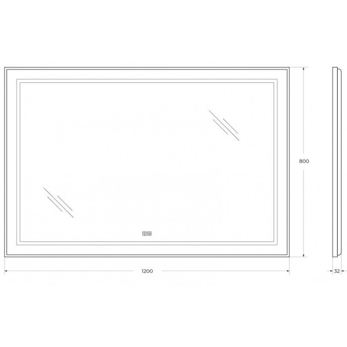 Зеркало BelBagno Kraft 120 черное SPC-KRAFT-1200-800-LED-TCH-WARM-NERO в алюминиевой раме
