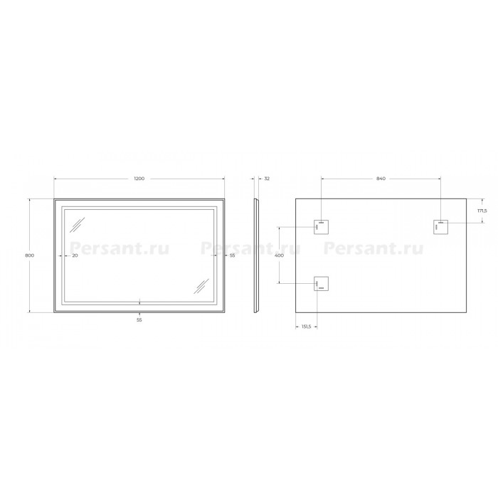 Зеркало BelBagno Kraft 120 сатин SPC-KRAFT-1200-800-SENS-AL в алюминиевой раме