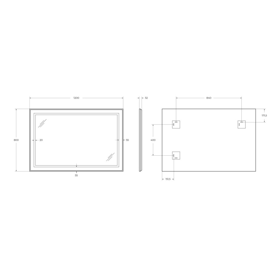 Зеркало BelBagno Kraft 120 черное SPC-KRAFT-1200-800-SENS-NERO в алюминиевой раме