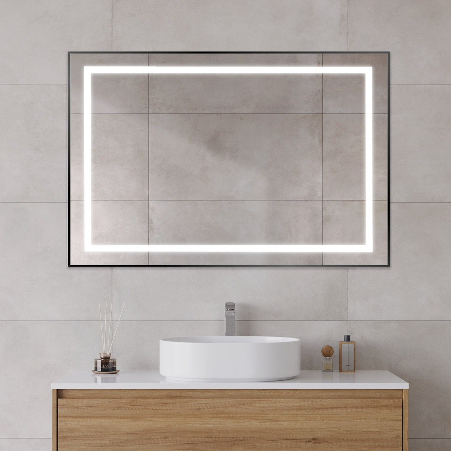 Зеркало BelBagno Kraft 120 черное SPC-KRAFT-1200-800-SENS-NERO в алюминиевой раме