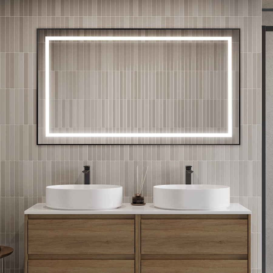 Зеркало BelBagno Kraft 140 черное SPC-KRAFT-1400-800-SENS-NERO в алюминиевой раме