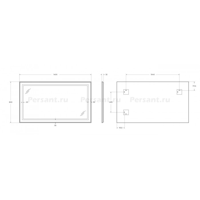 Зеркало BelBagno Kraft 140 черное SPC-KRAFT-1400-800-SENS-NERO в алюминиевой раме