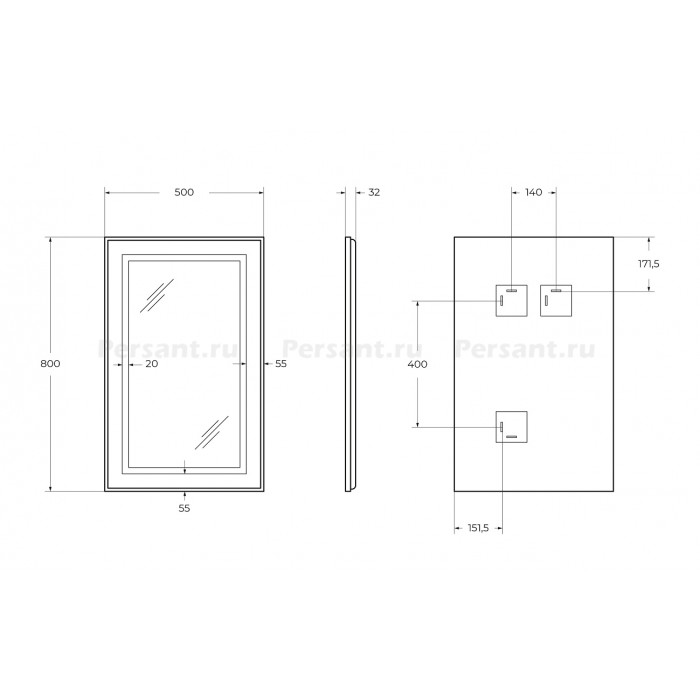Зеркало BelBagno Kraft 50 черное SPC-KRAFT-500-800-SENS-NERO в алюминиевой раме