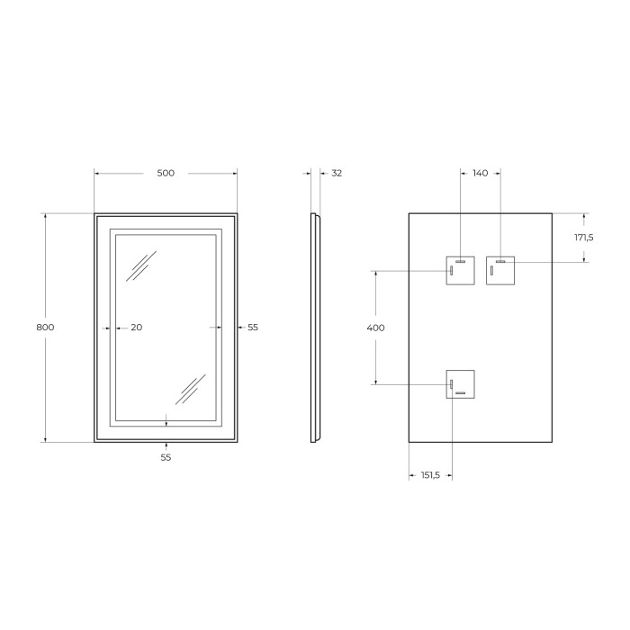 Зеркало BelBagno Kraft 50 черное SPC-KRAFT-500-800-SENS-NERO в алюминиевой раме