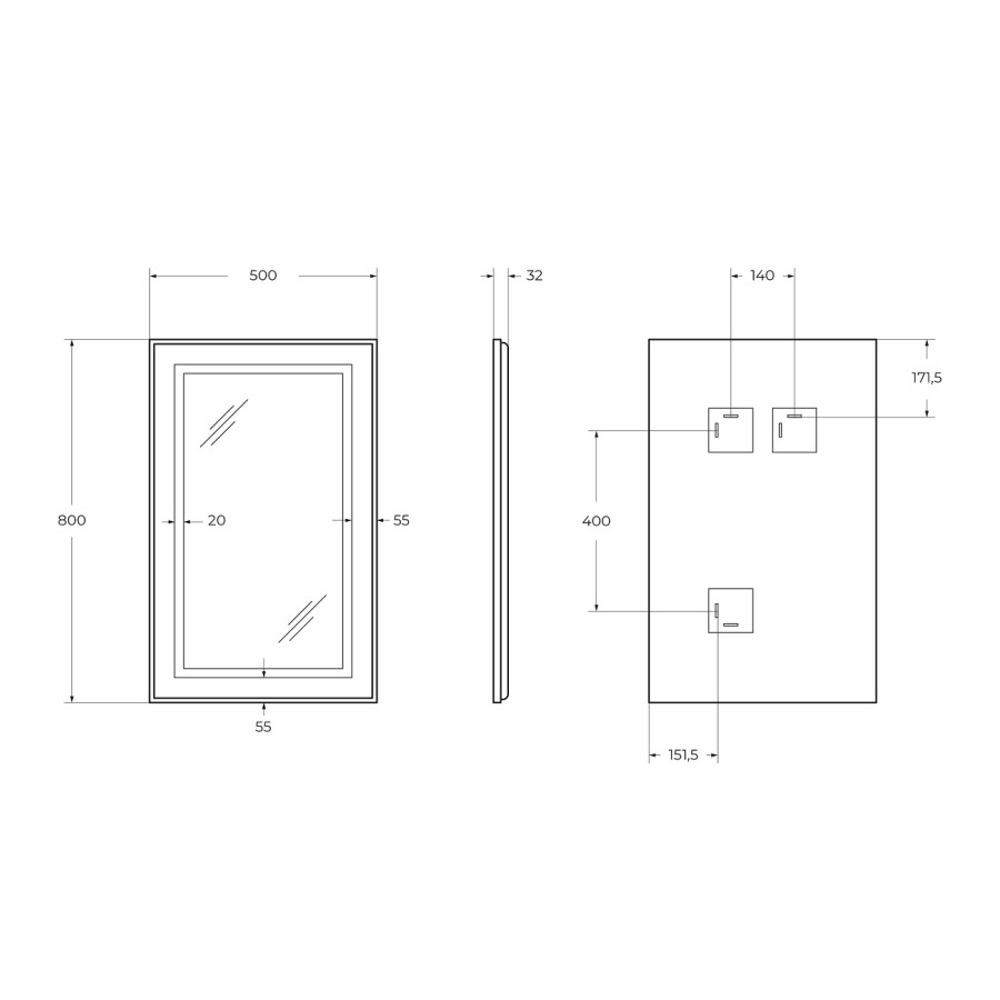 Зеркало BelBagno Kraft 50 черное SPC-KRAFT-500-800-SENS-NERO в алюминиевой раме