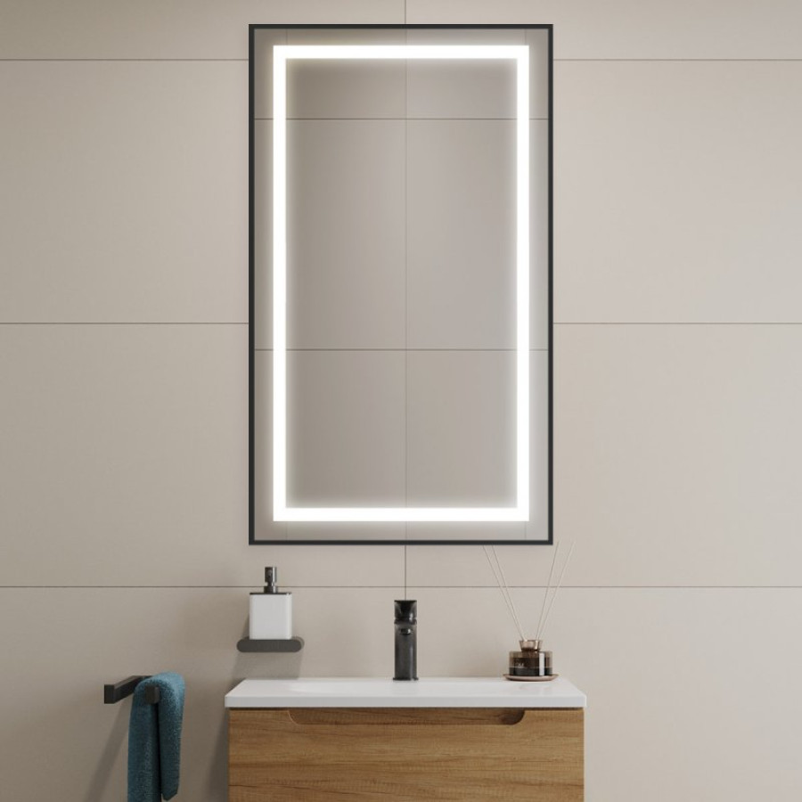 Зеркало BelBagno Kraft 50 черное SPC-KRAFT-500-900-SENS-NERO в алюминиевой раме