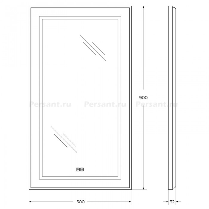 Зеркало BelBagno Kraft 50 черное SPC-KRAFT-500-900-LED-TCH-WARM-NERO в алюминиевой раме