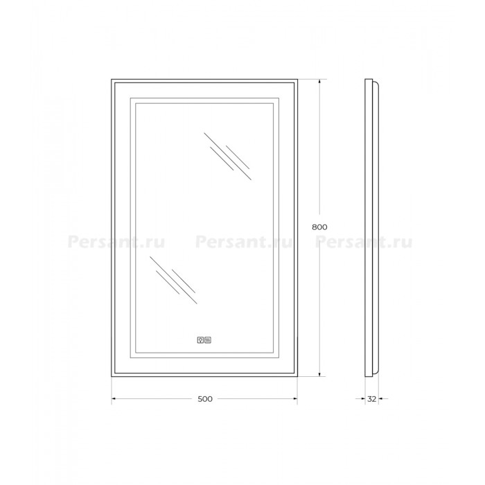 Зеркало BelBagno Kraft 50 черное SPC-KRAFT-500-800-LED-TCH-WARM-NERO в алюминиевой раме