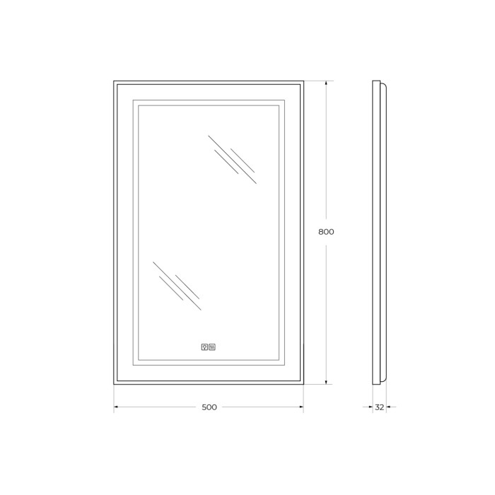 Зеркало BelBagno Kraft 50 черное SPC-KRAFT-500-800-LED-TCH-WARM-NERO в алюминиевой раме