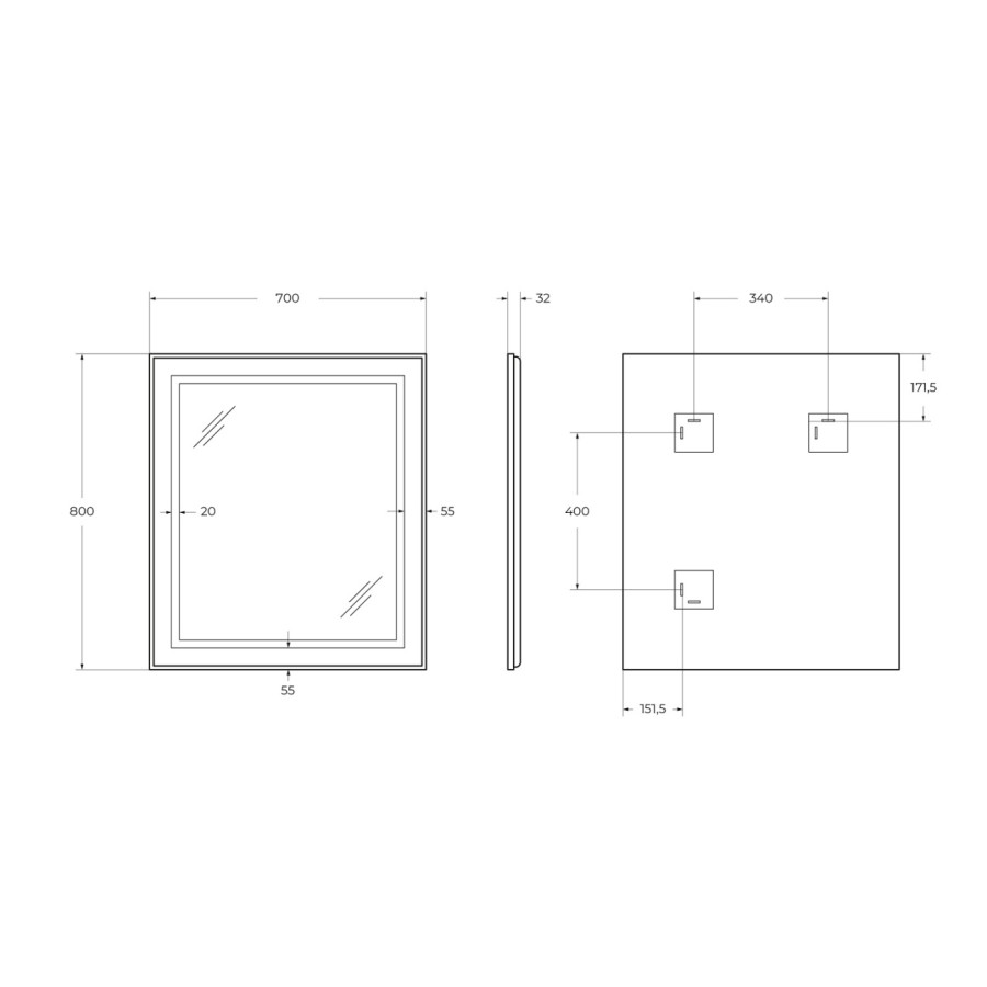 Зеркало BelBagno Kraft 70 черное SPC-KRAFT-700-800-SENS-NERO в алюминиевой раме