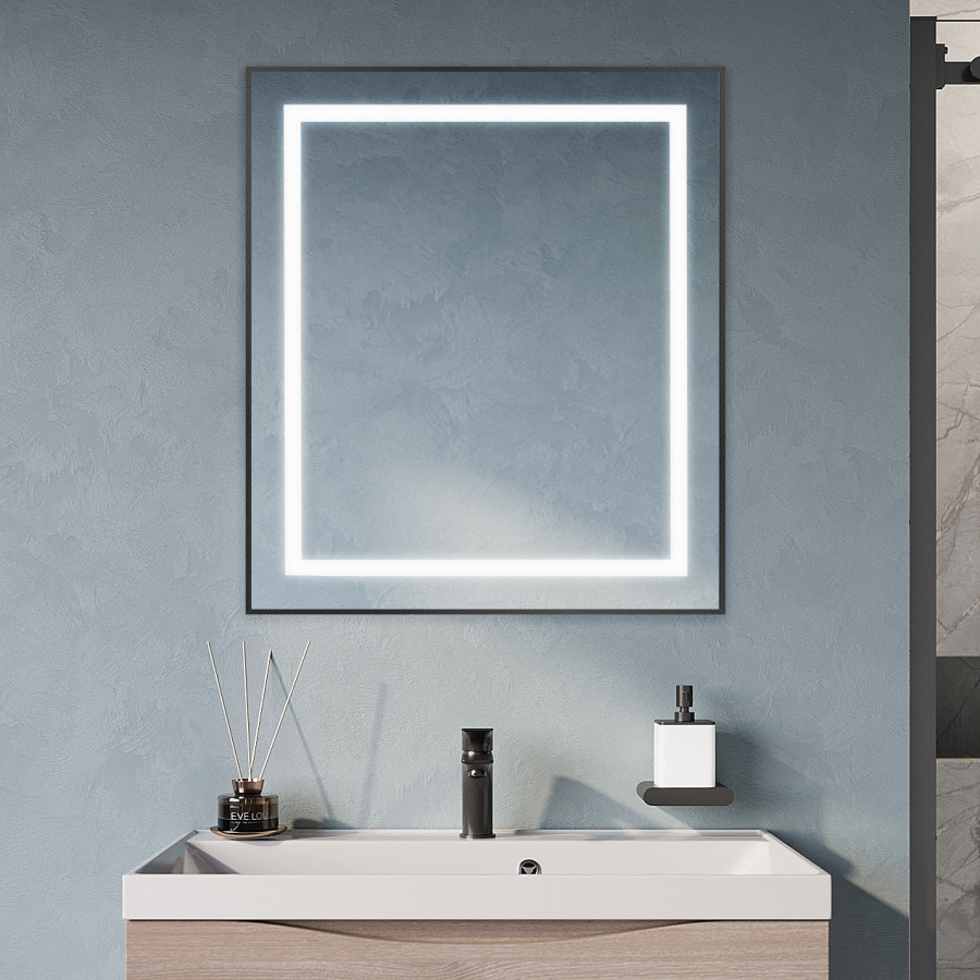 Зеркало BelBagno Kraft 70 черное SPC-KRAFT-700-800-SENS-NERO в алюминиевой раме