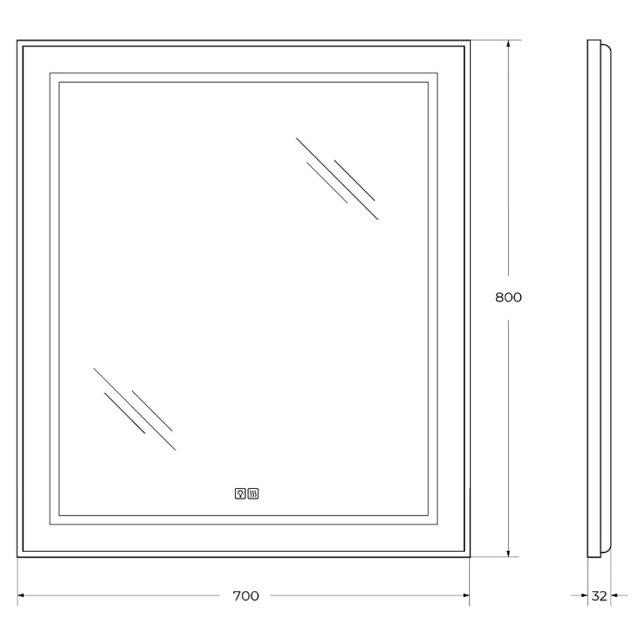 Зеркало BelBagno Kraft 70 сатин SPC-KRAFT-700-800-LED-TCH-WARM в алюминиевой раме