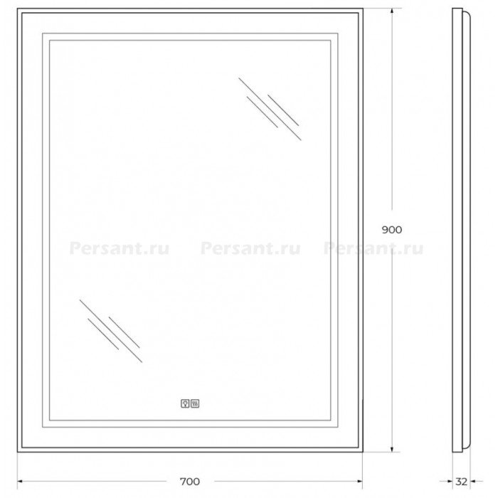 Зеркало BelBagno Kraft 70 сатин SPC-KRAFT-700-900-LED-TCH-WARM в алюминиевой раме