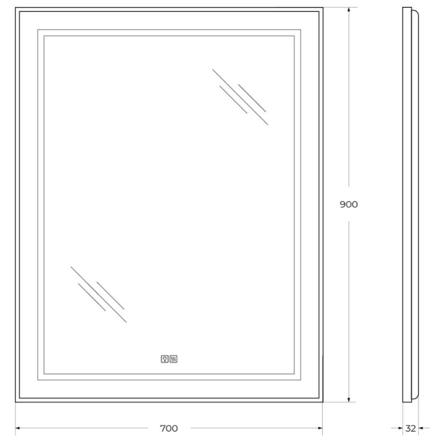 Зеркало BelBagno Kraft 70 черное SPC-KRAFT-700-900-LED-TCH-WARM-NERO в алюминиевой раме