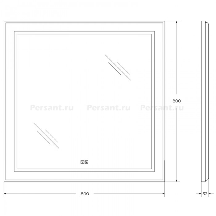 Зеркало BelBagno Kraft 80 черное SPC-KRAFT-800-800-LED-TCH-WARM-NERO в алюминиевой раме