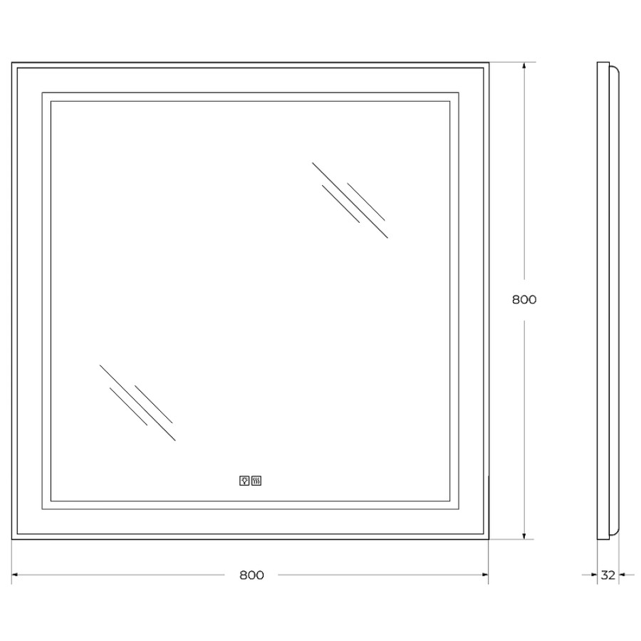 Зеркало BelBagno Kraft 80 черное SPC-KRAFT-800-800-LED-TCH-WARM-NERO в алюминиевой раме