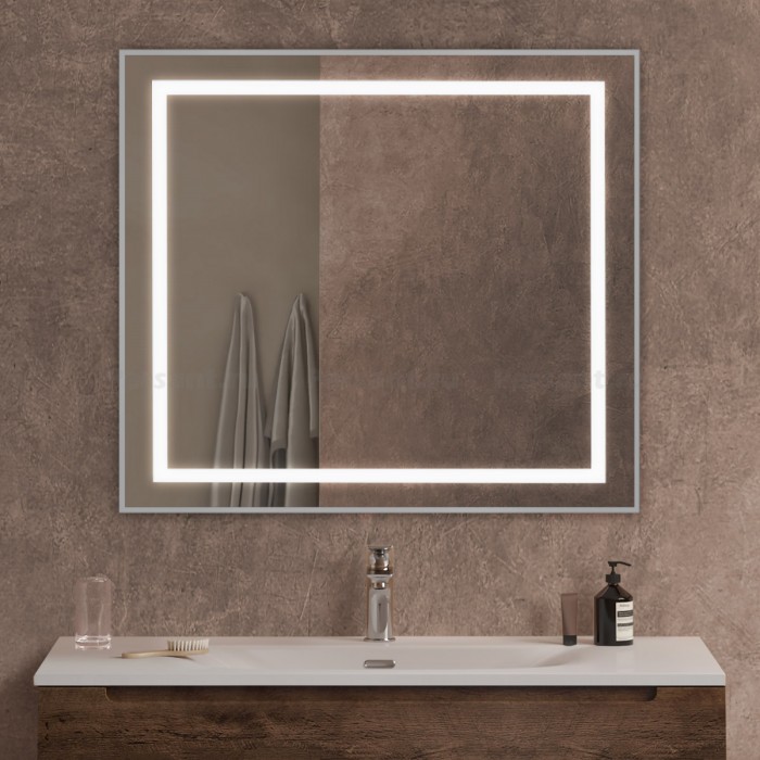 Зеркало BelBagno Kraft 90 сатин SPC-KRAFT-900-800-SENS-AL в алюминиевой раме