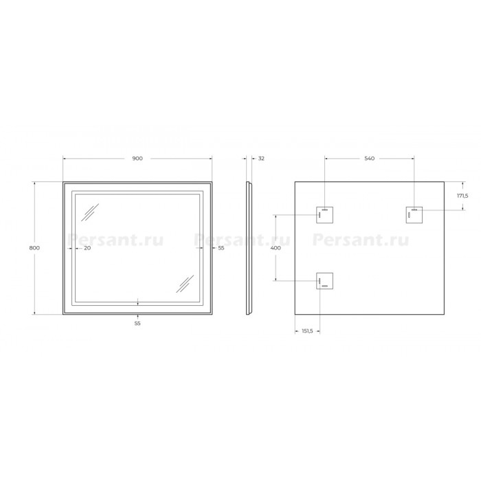 Зеркало BelBagno Kraft 90 черное SPC-KRAFT-900-800-SENS-NERO в алюминиевой раме