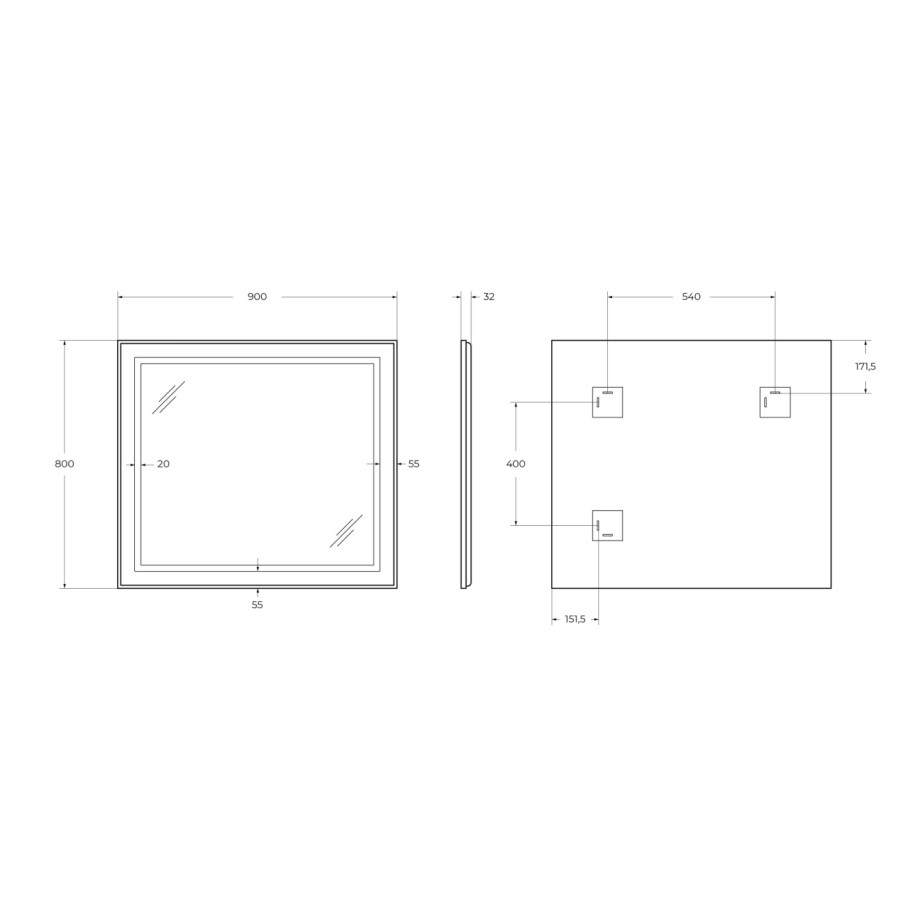 Зеркало BelBagno Kraft 90 черное SPC-KRAFT-900-800-SENS-NERO в алюминиевой раме