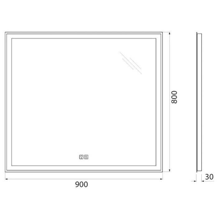 Зеркало BelBagno Kraft 90 сатин SPC-KRAFT-900-800-LED-TCH-WARM в алюминиевой раме