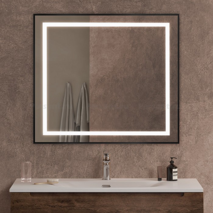 Зеркало BelBagno Kraft 90 черное SPC-KRAFT-900-800-SENS-NERO в алюминиевой раме