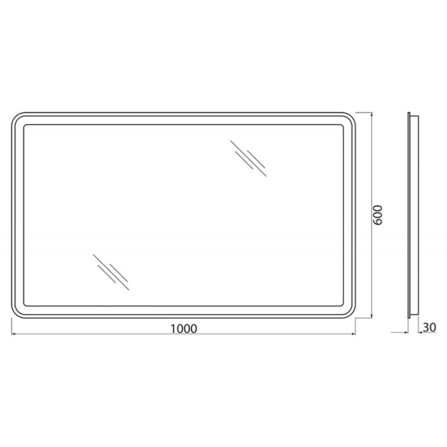 Зеркало BelBagno 100x60 SPC-MAR-1000-600-LED-BTN с кнопочным выключателем и подсветкой