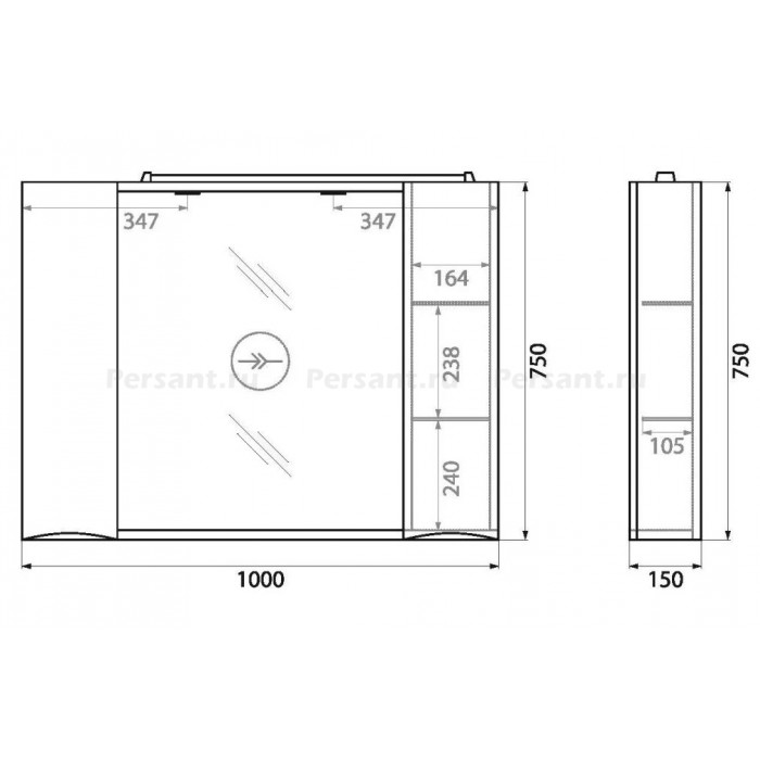 Зеркало-шкаф BelBagno Marino 100 MARINO-SPC-1000/750-2A-BL-P с подсветкой bianco lucido
