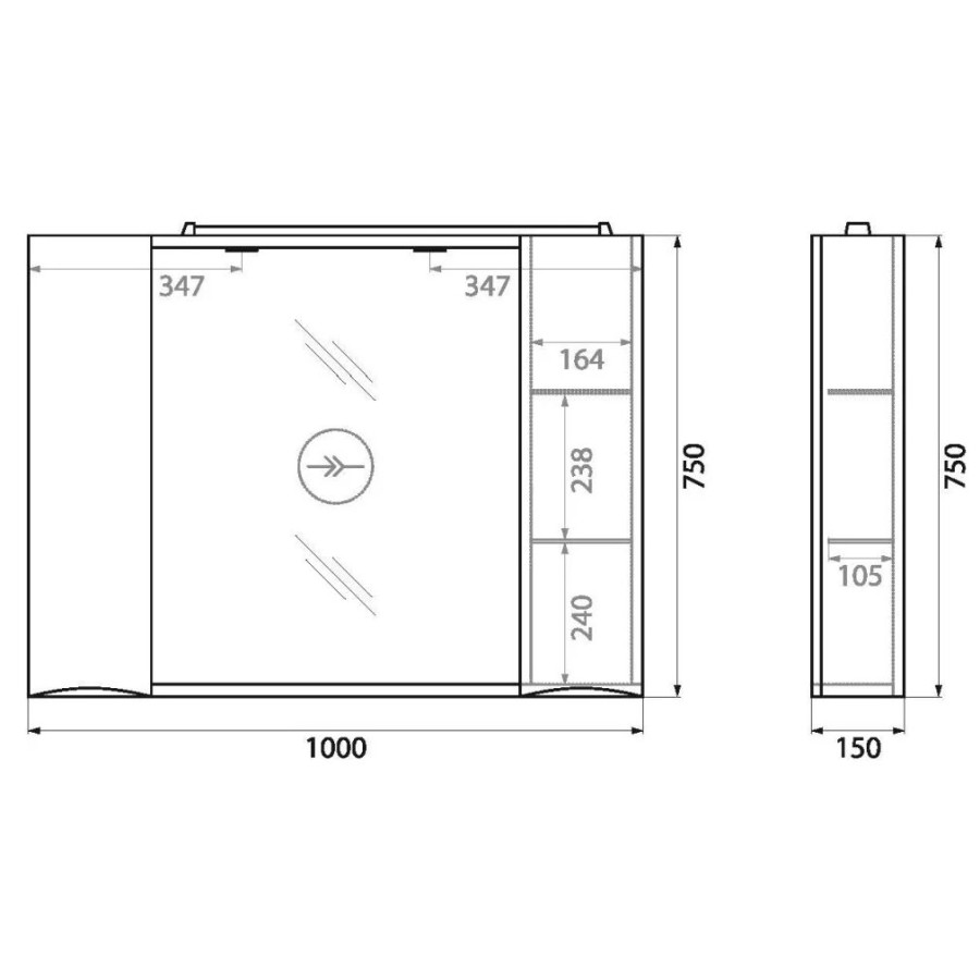 Зеркало-шкаф BelBagno Marino 100 MARINO-SPC-1000/750-2A-BL-P с подсветкой bianco lucido