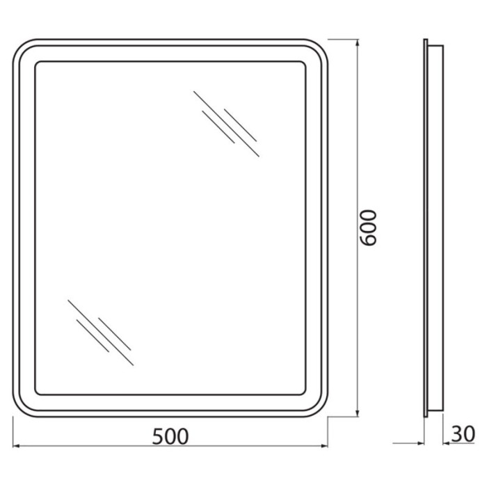 Зеркало BelBagno 50x60 SPC-MAR-500-600-LED-TCH с сенсорным выключателем и подсветкой