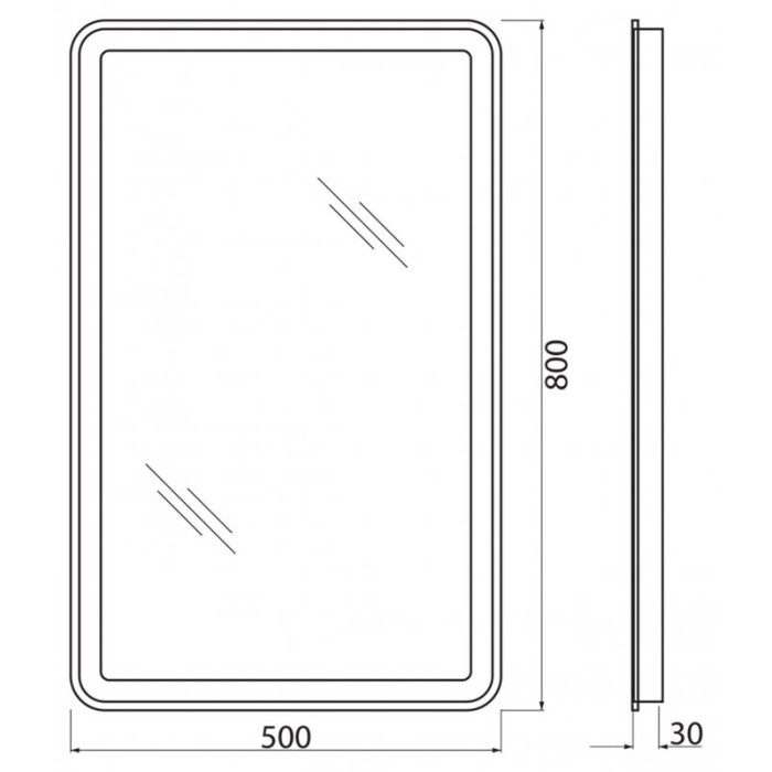 Зеркало BelBagno 50x80 SPC-MAR-500-800-LED-BTN с кнопочным выключателем и подсветкой
