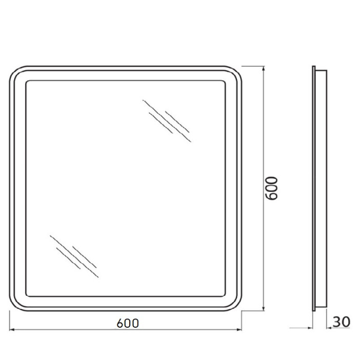 Зеркало BelBagno 60x60 SPC-MAR-600-600-LED-BTN с кнопочным выключателем с подсветкой