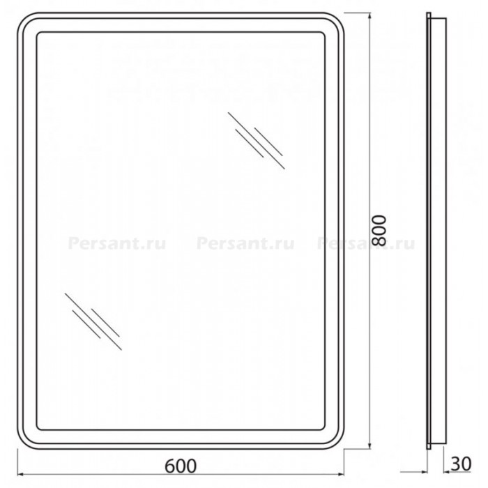 Зеркало BelBagno 60x80 SPC-MAR-600-800-LED-TCH с сенсорным выключателем и подсветкой