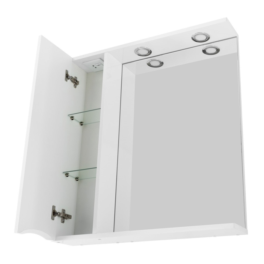 Зеркало-шкаф BelBagno Marino 60 MARINO-SPC-600/750-1A-BL-P-L с подсветкой bianco lucido