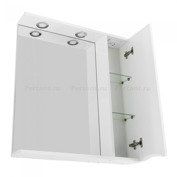 Зеркало-шкаф BelBagno Marino 80 MARINO-SPC-800/750-1A-BL-P-R с подсветкой Bianco Lucido