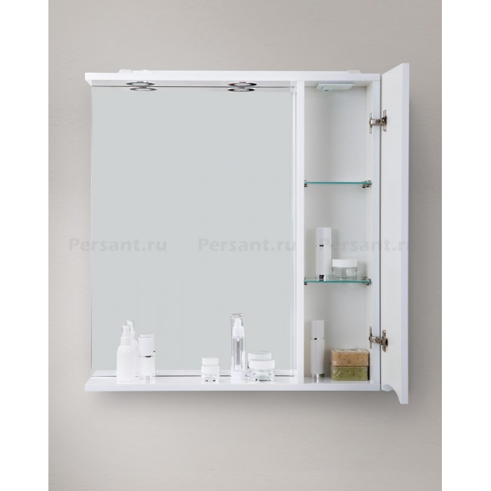 Зеркало-шкаф BelBagno Marino 80 MARINO-SPC-800/750-1A-BL-P-R с подсветкой Bianco Lucido