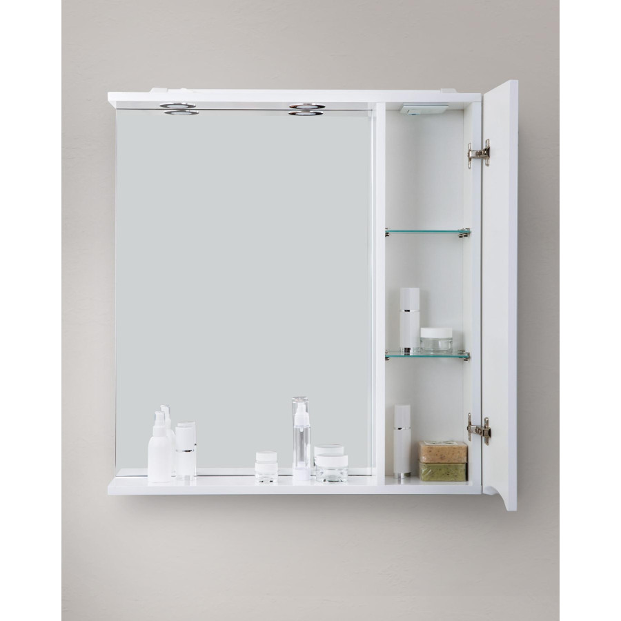 Зеркало-шкаф BelBagno Marino 60 MARINO-SPC-600/750-1A-BL-P-R с подсветкой bianco lucido