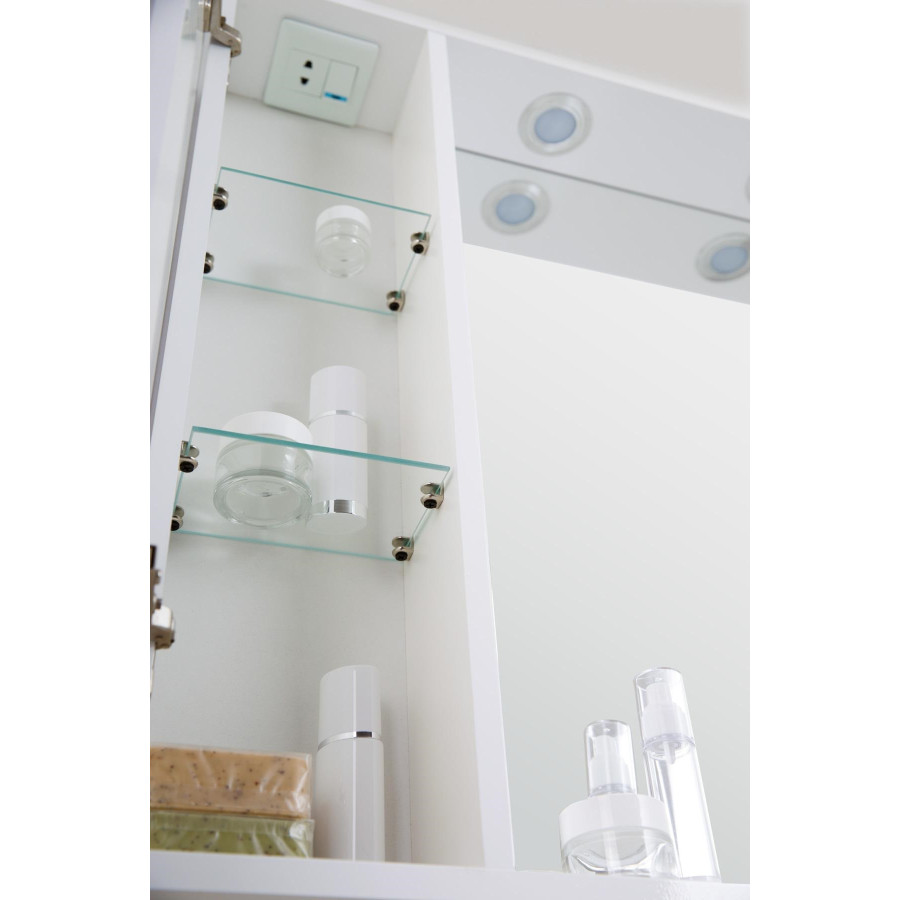 Зеркало-шкаф BelBagno Marino 90 MARINO-SPC-900/750-1A-BL-P-L с подсветкой Bianco Lucido