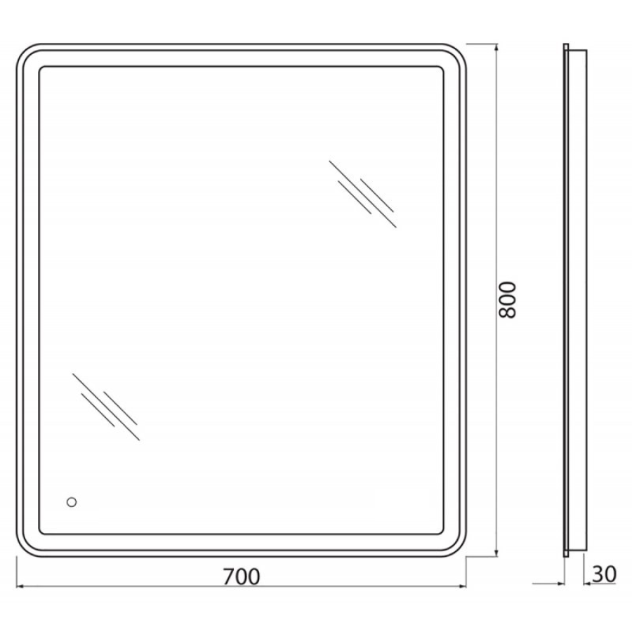 Зеркало BelBagno 70x80 SPC-MAR-700-800-LED-TCH с сенсорным выключателем и подсветкой