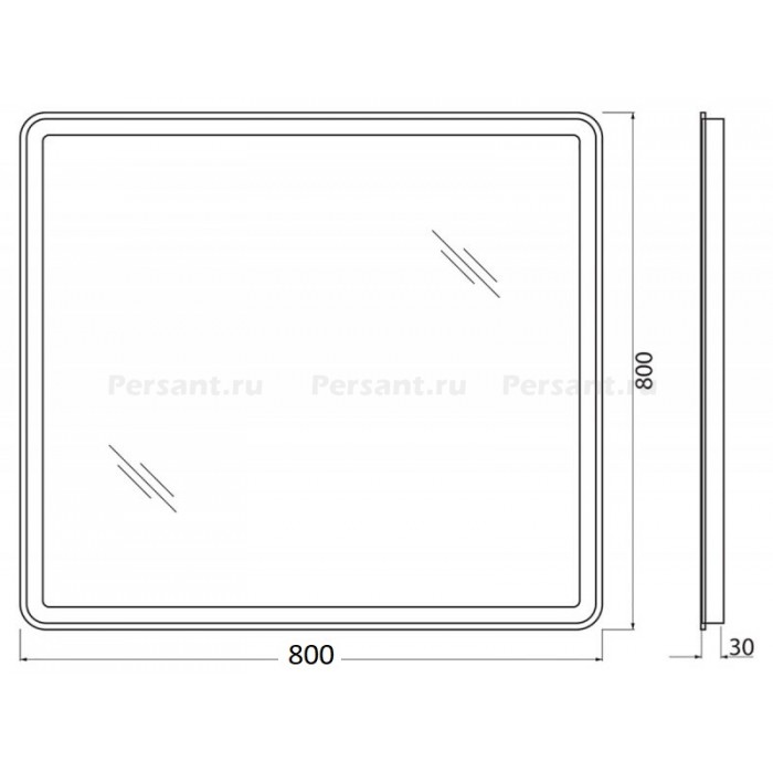 Зеркало BelBagno 80x80 SPC-MAR-800-800-LED-BTN с кнопочным выключателем и подсветкой