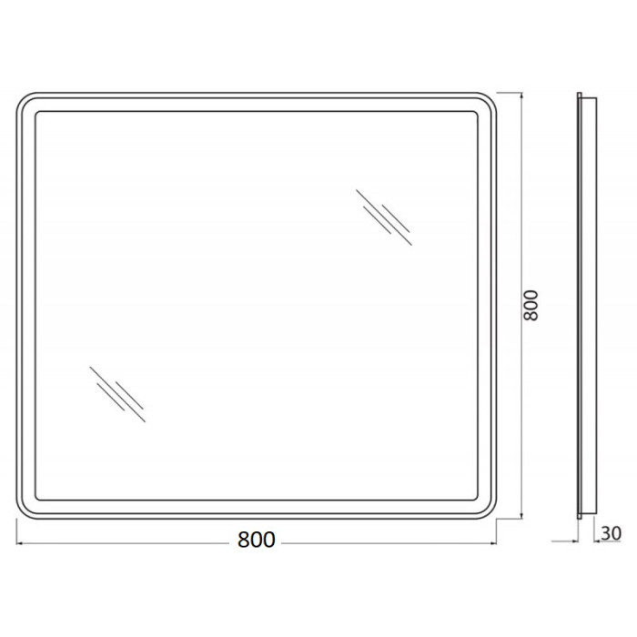 Зеркало BelBagno 80x80 SPC-MAR-800-800-LED-BTN с кнопочным выключателем и подсветкой