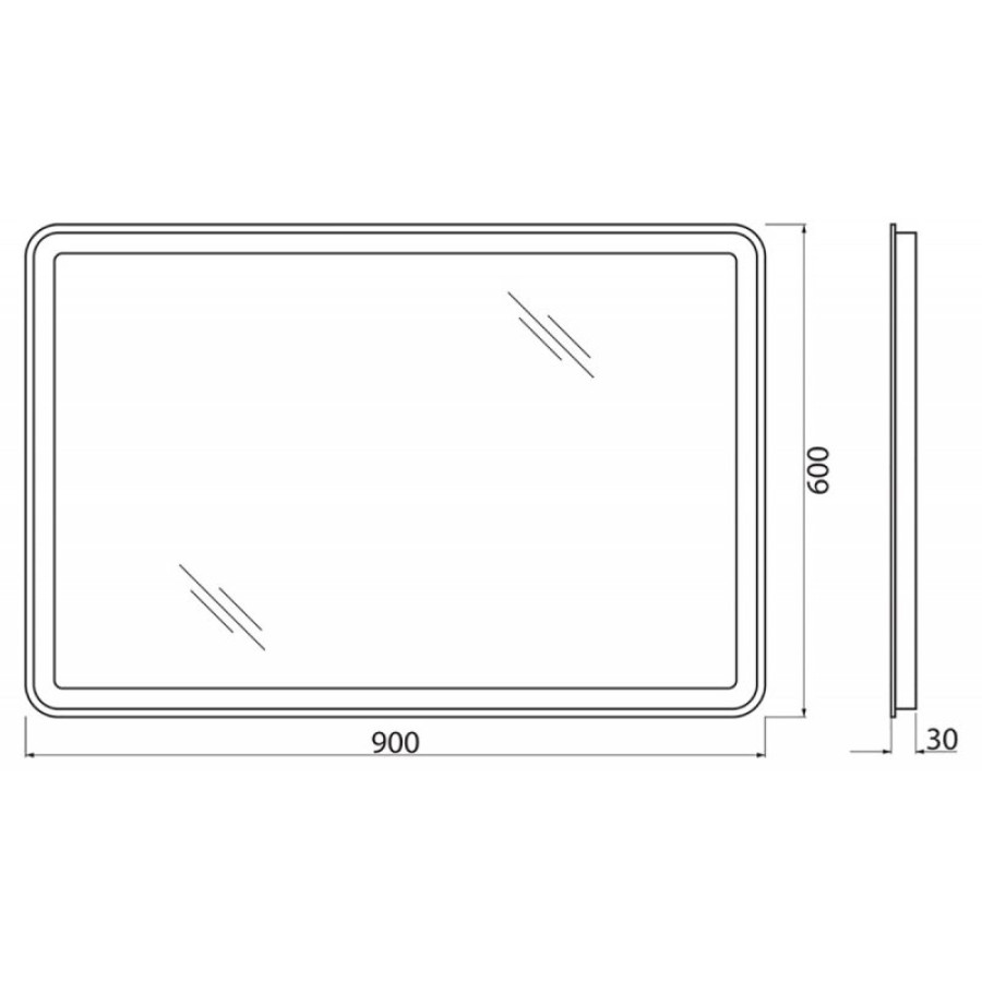 Зеркало BelBagno 90x60 SPC-MAR-900-600-LED-BTN с кнопочным выключателем и подсветкой